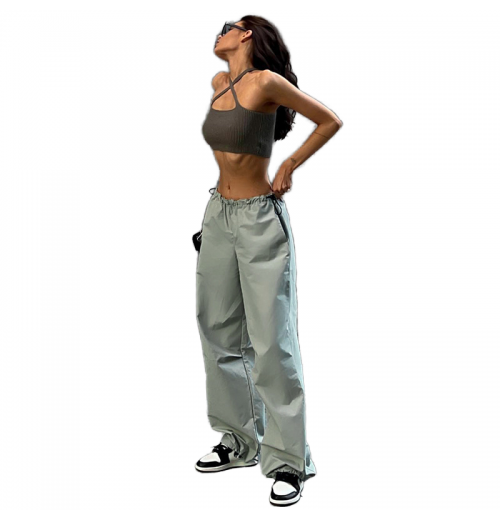 Women's Casual Loose Cargo Pants Baggy Streetwear Anti-Pilling Drawstring Wide Leg Sweatpants Hippie Joggers Trousers Spring