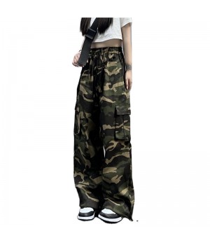 RG-Wholesale Camo Cargo Parachute Pant High Street Fashionable Loose Women'S Pants & Trousers