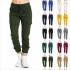 Women Cargo Pants Summer Female Loose Elastic Drawstring Pockets Solid Pencil Trousers Women's Pants & Trousers