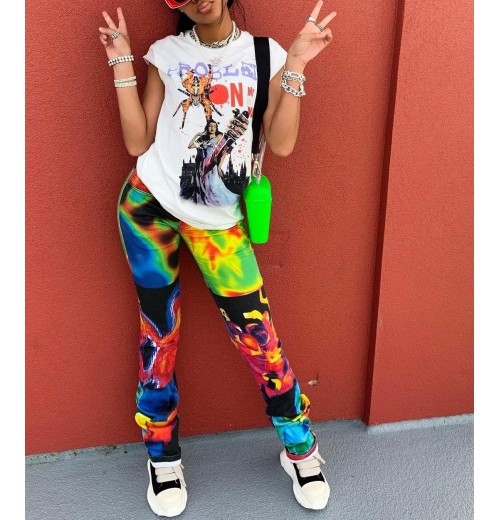 Hot Sale New Fashion Streetwear Casual Colorful Color Blocking Pants For Ladies Women's Pants & Trousers Women's Pants