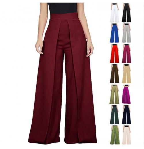 2022 New Arrival Stylish High Waist Ladies Trousers Stock Lot Baggy Wide Leg Pants Women