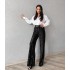 Women's Spring Fashion Sequins Solid Color Temperament High Waist Elastic Band Wide-leg Pants Women's Pants Trousers