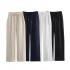 Women 2024 New Fashion Linen straight pants Vintage High Elastic Waist Drawstring Female Trousers Mujer